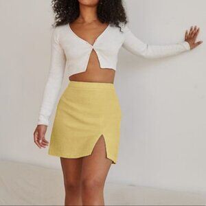 Aritzia Wilfred Patio Linen Yellow Mini Skirt 0